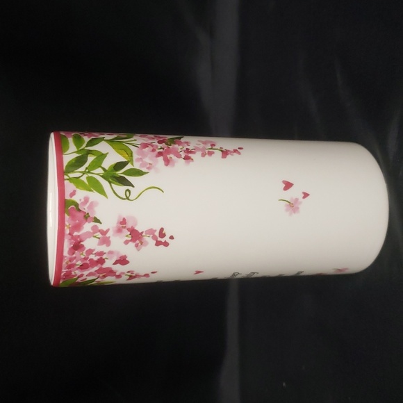 Ganz NWT Floral Ceramic Vase with Arranger and Love Quote, Pink & Ivory - Picture 5 of 9